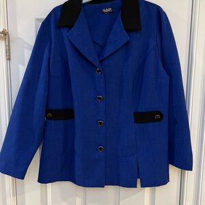 Women's Size 16 Helene Blake Royal Blue Blazer with Black Details GUC